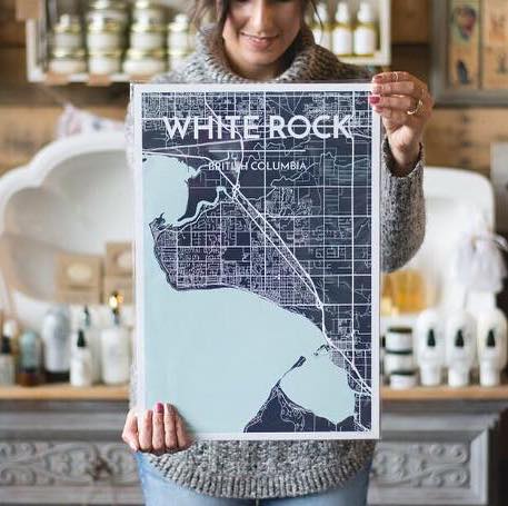 White Rock British Columbia Map Art Print