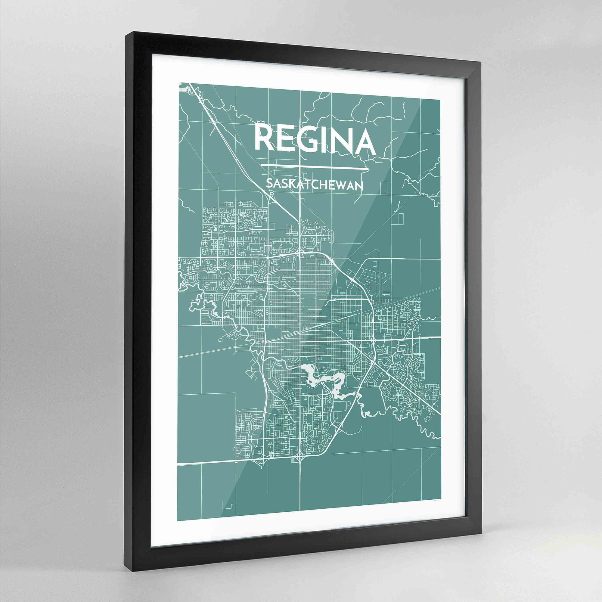 Framed Regina City Map Art Print - Point Two Design