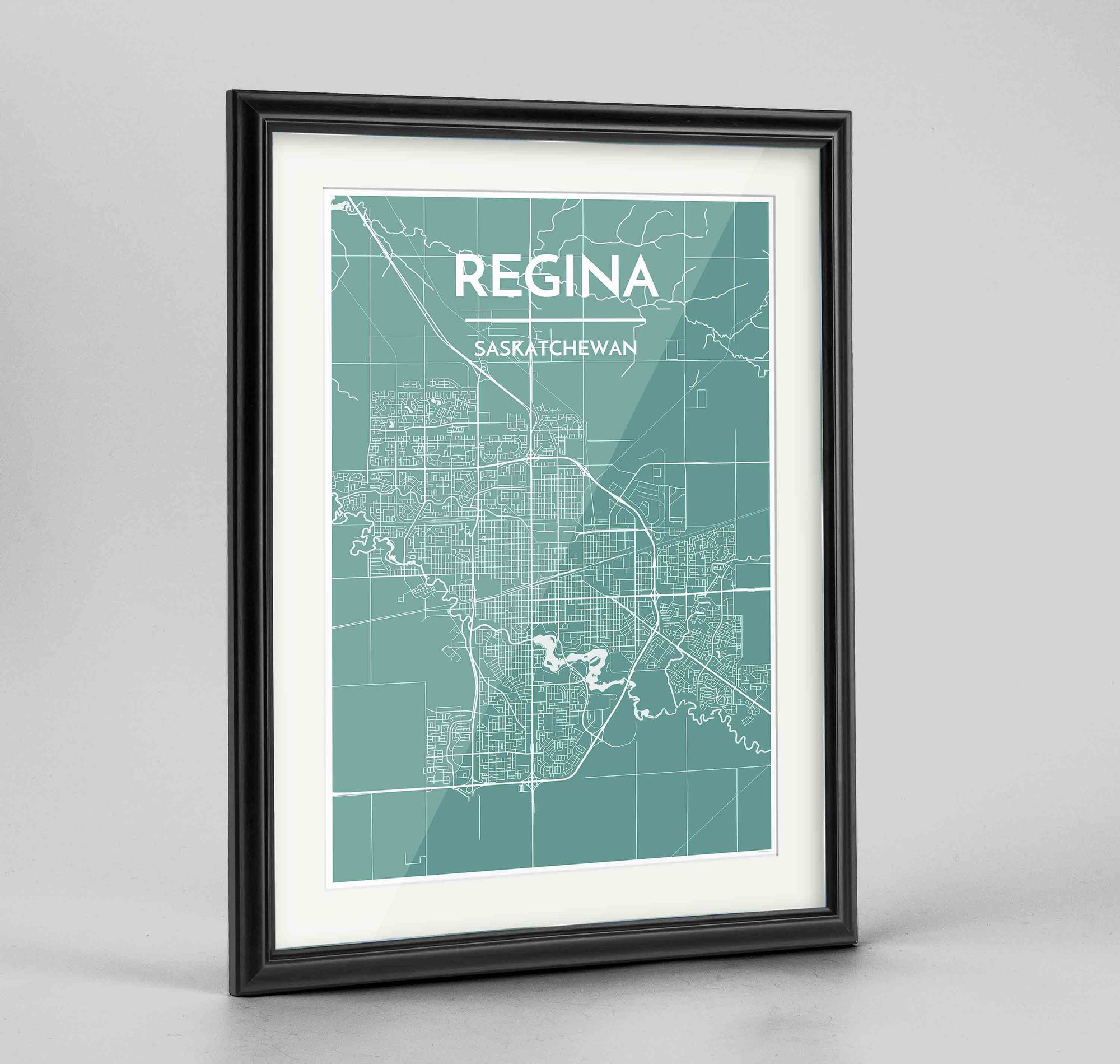 Framed Regina City Map 24x36" Traditional Black frame Point Two Design Group