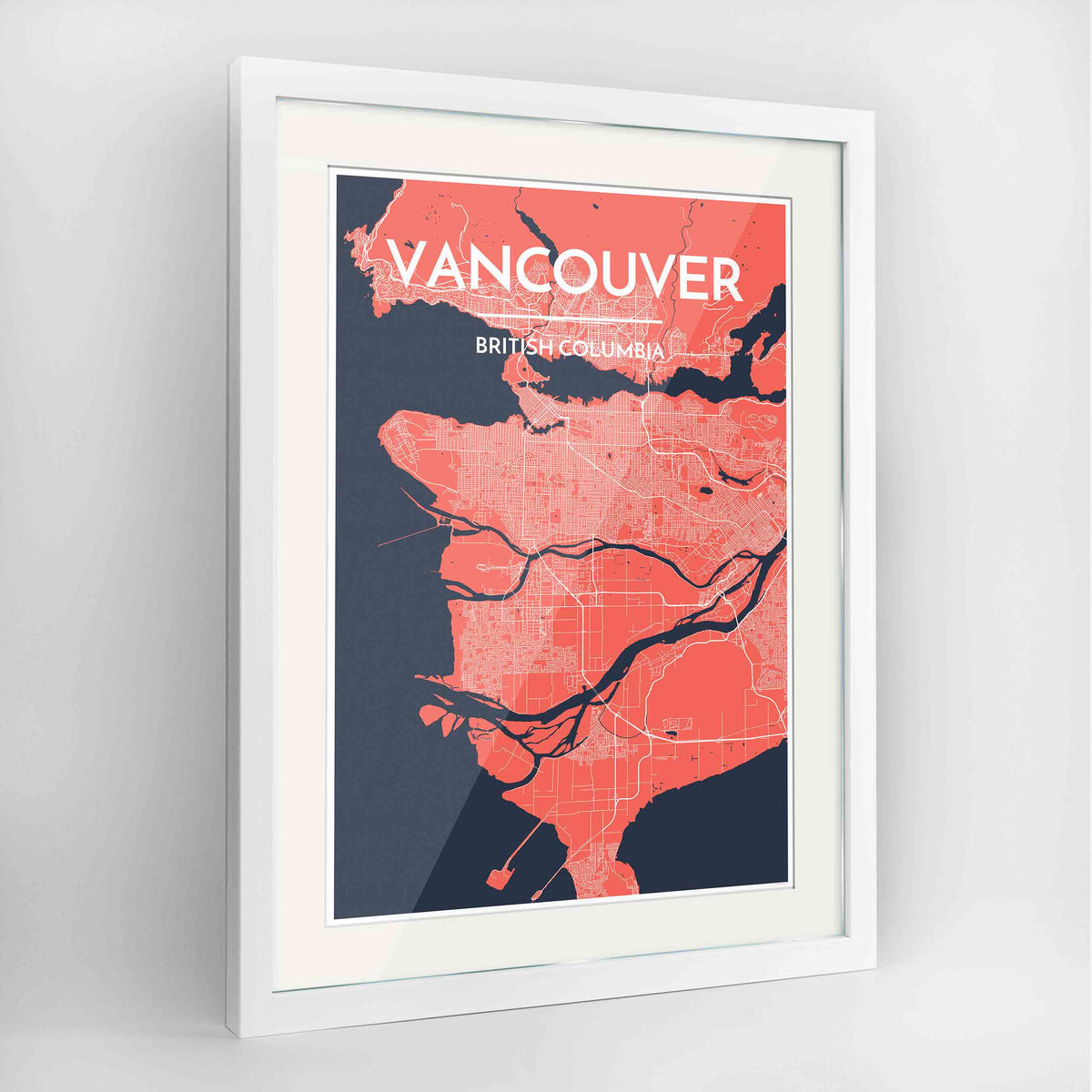 Vancouver Map Art Print - Framed