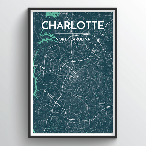 CHARLOTTE, NC  City Series Map Art Print