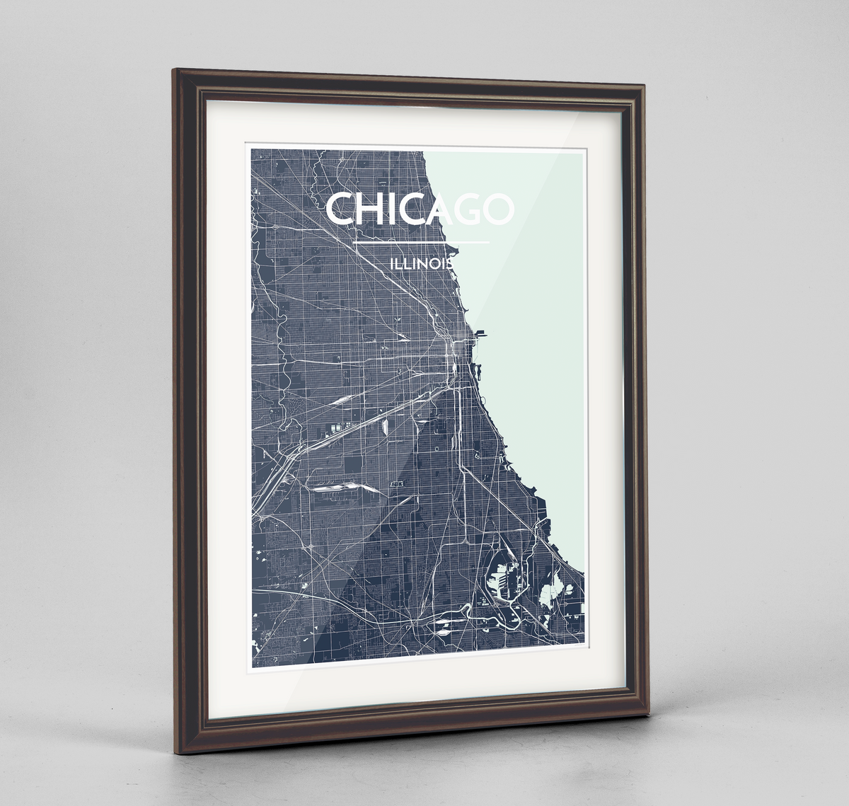 Chicago Map Art Print - Framed