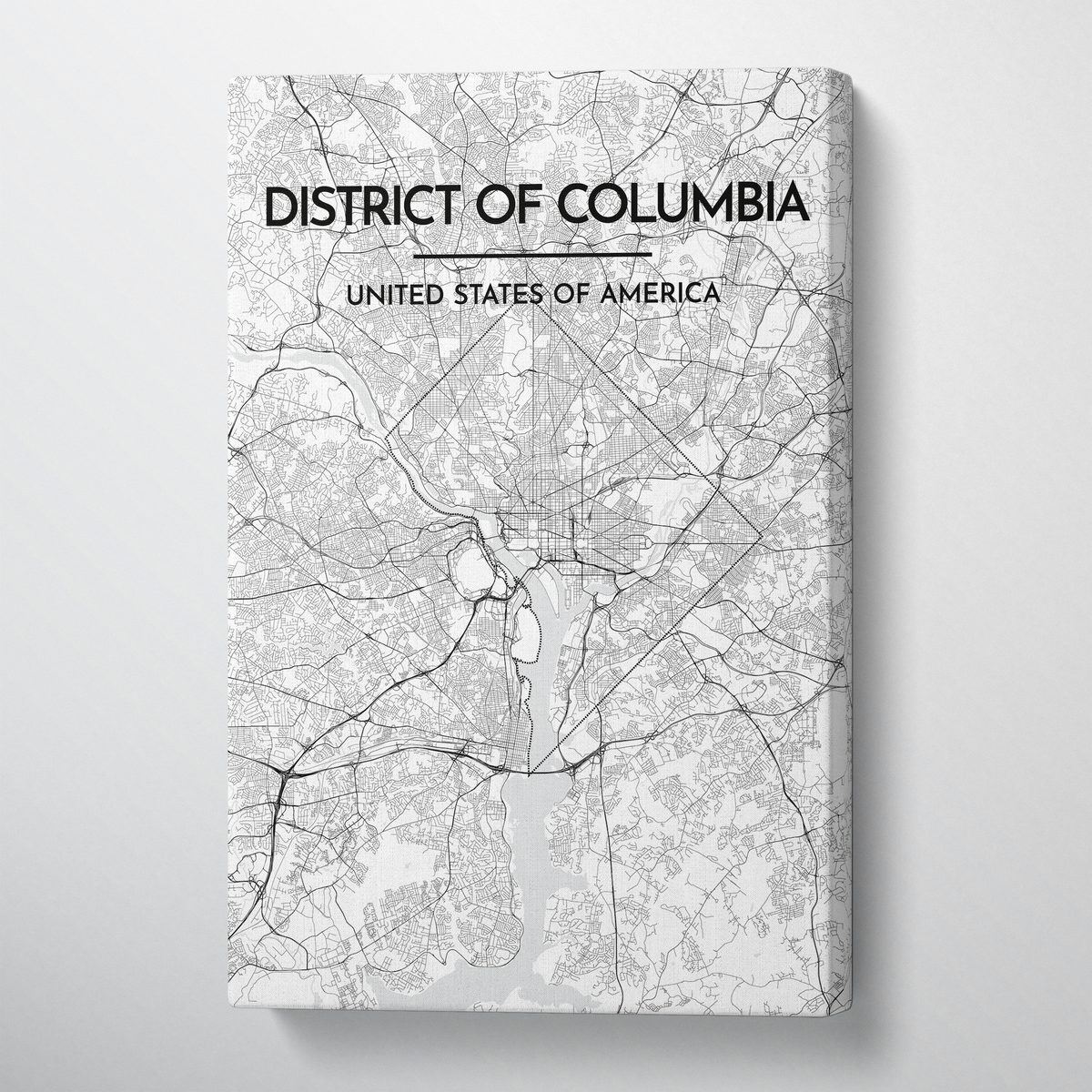 District of Columbia Map Canvas Wrap - Point Two Design