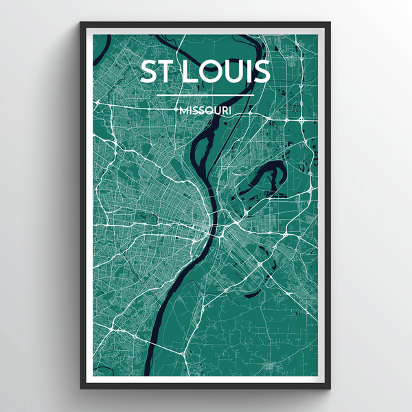  St Louis Map Print 8x10, St Louis Poster 24x36, St Louis  Missouri USA, Blue Geometric St Louis City Map Street Art Prints, St Louis  Gifts by Maps As Art : Handmade