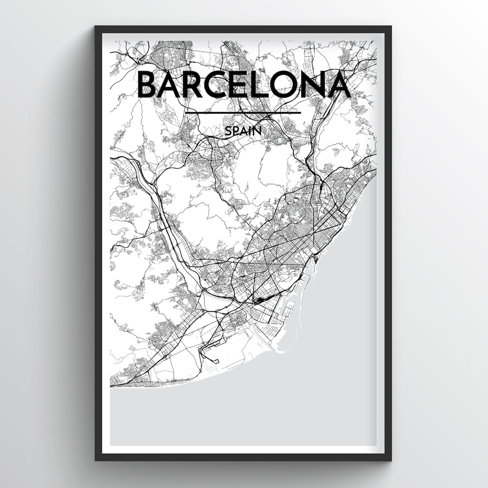 Barcelona Map Art Print - Point Two Design