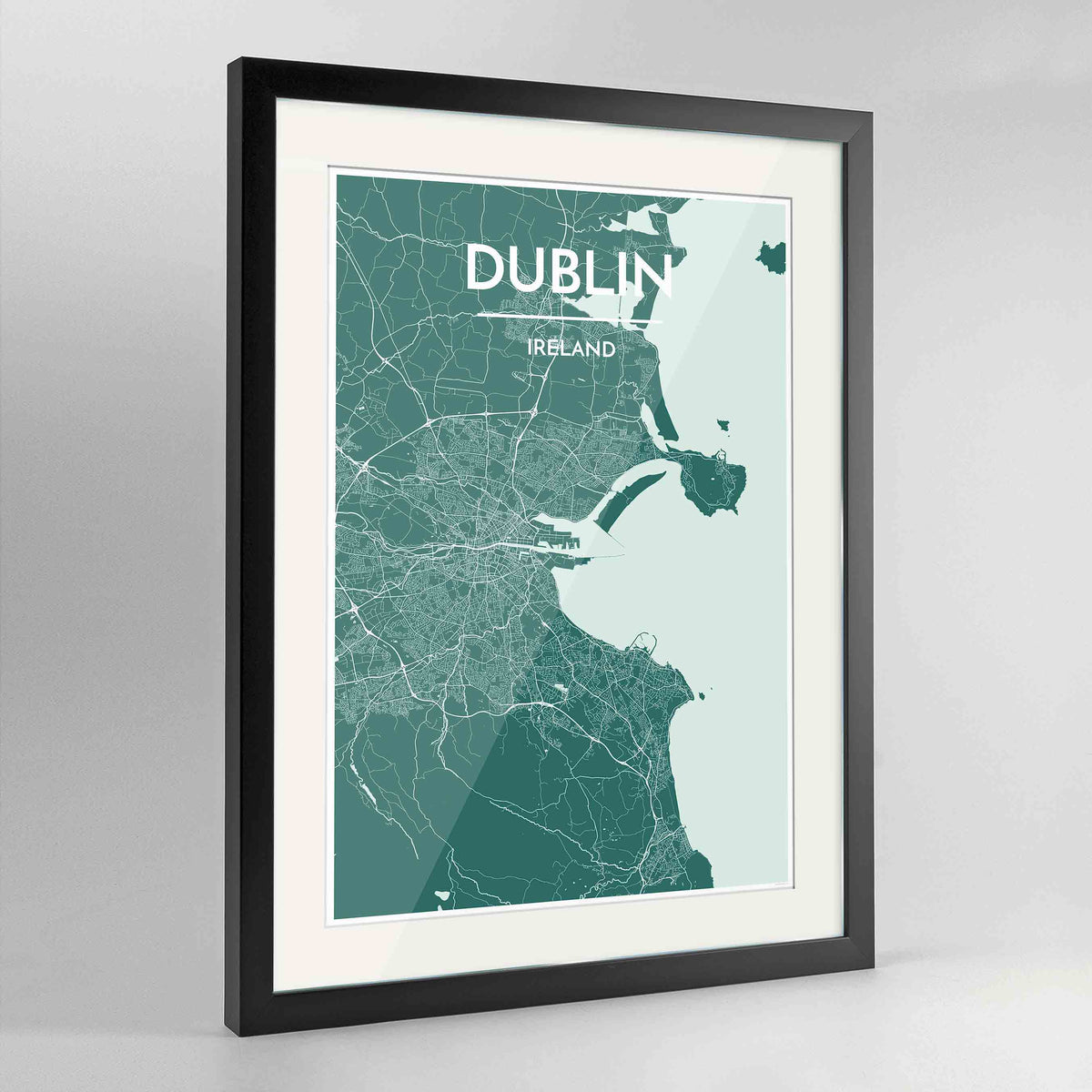 Framed Dublin Map Art Print 24x36&quot; Contemporary Black frame Point Two Design Group