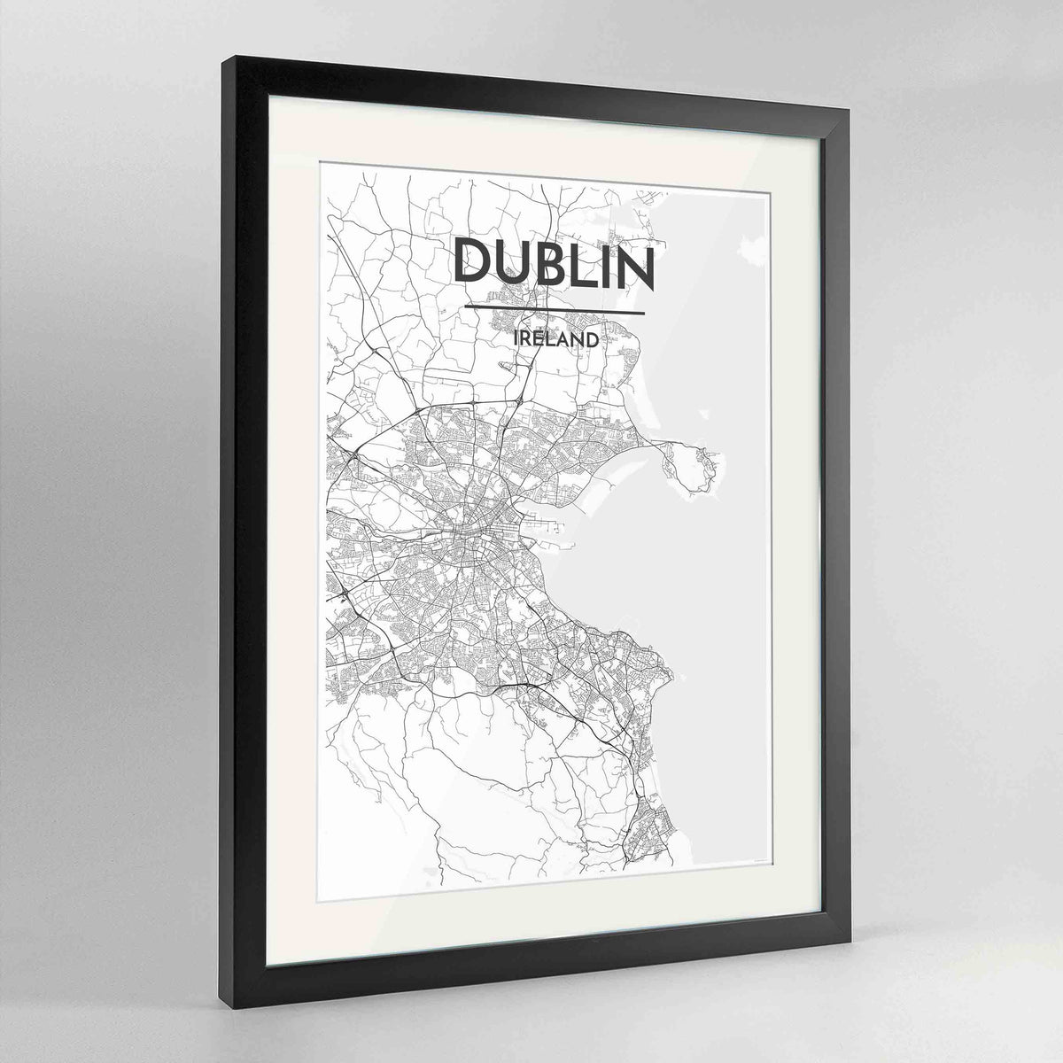 Framed Dublin Map Art Print 24x36&quot; Contemporary Black frame Point Two Design Group