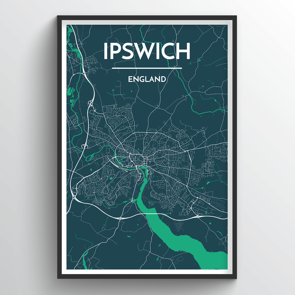 Ipswich Map Art Print - Point Two Design