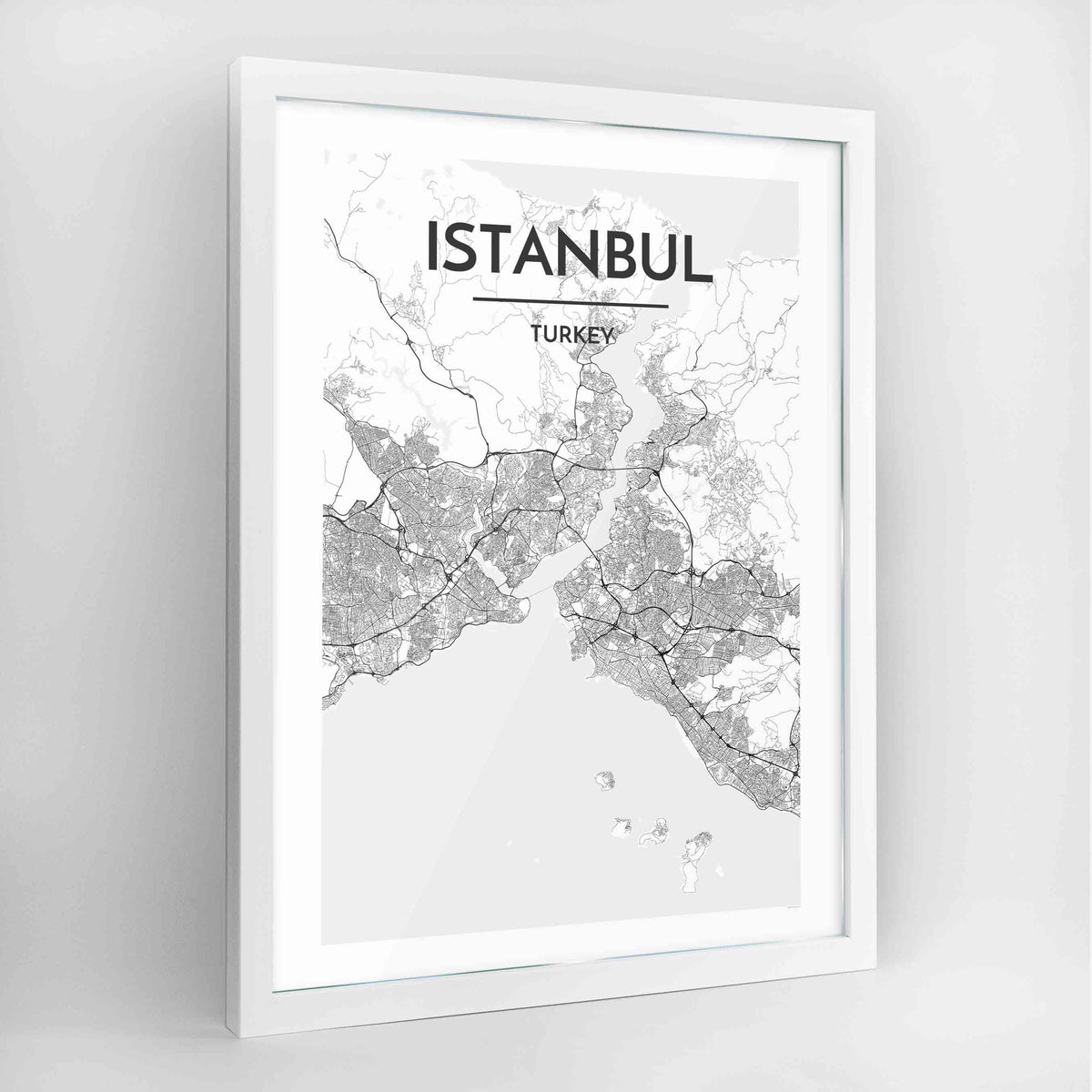 Istanbul Map Art Print - Framed