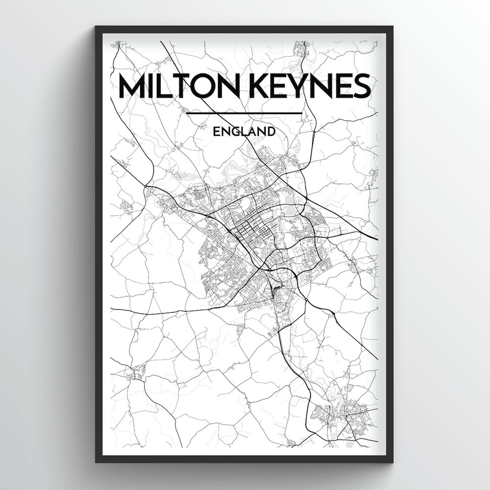 Milton Keynes Map Art Print