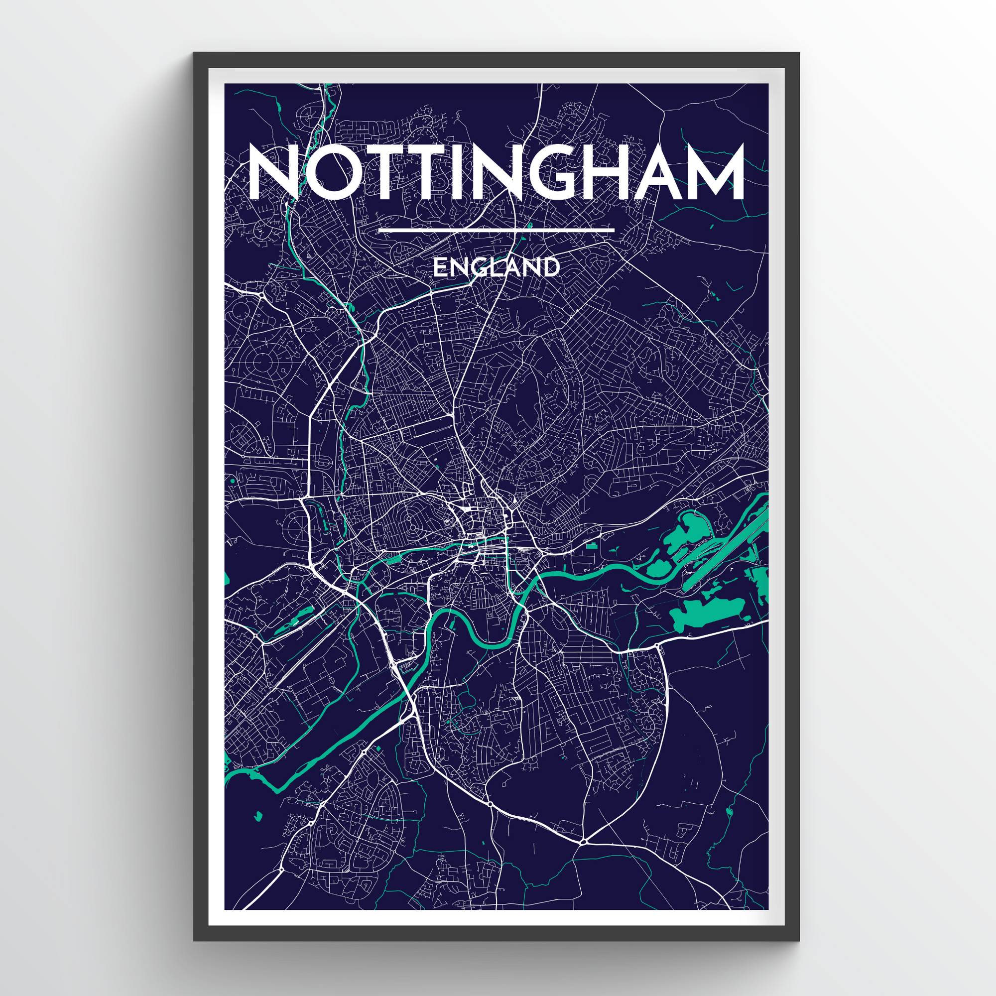 Nottingham City Map Art Print - Point Two Design