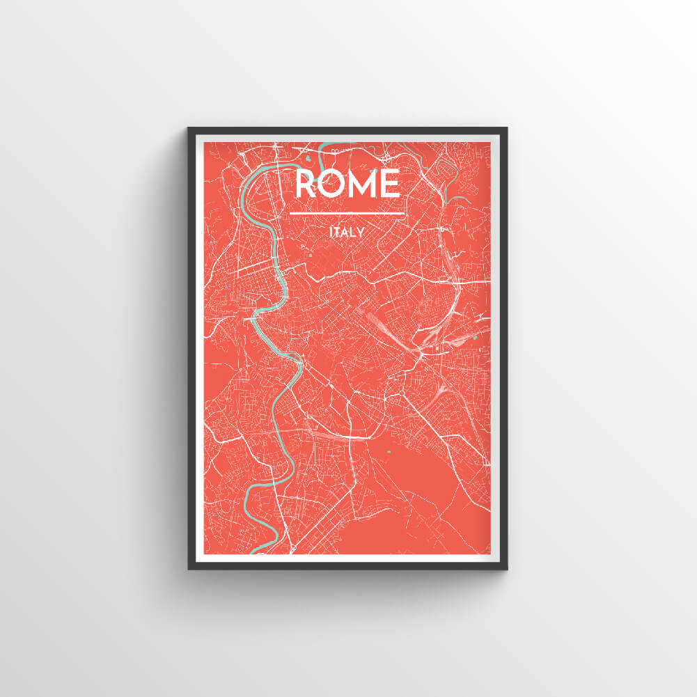 Rome City Map Art Print - Point Two Design - Black &amp; White Print