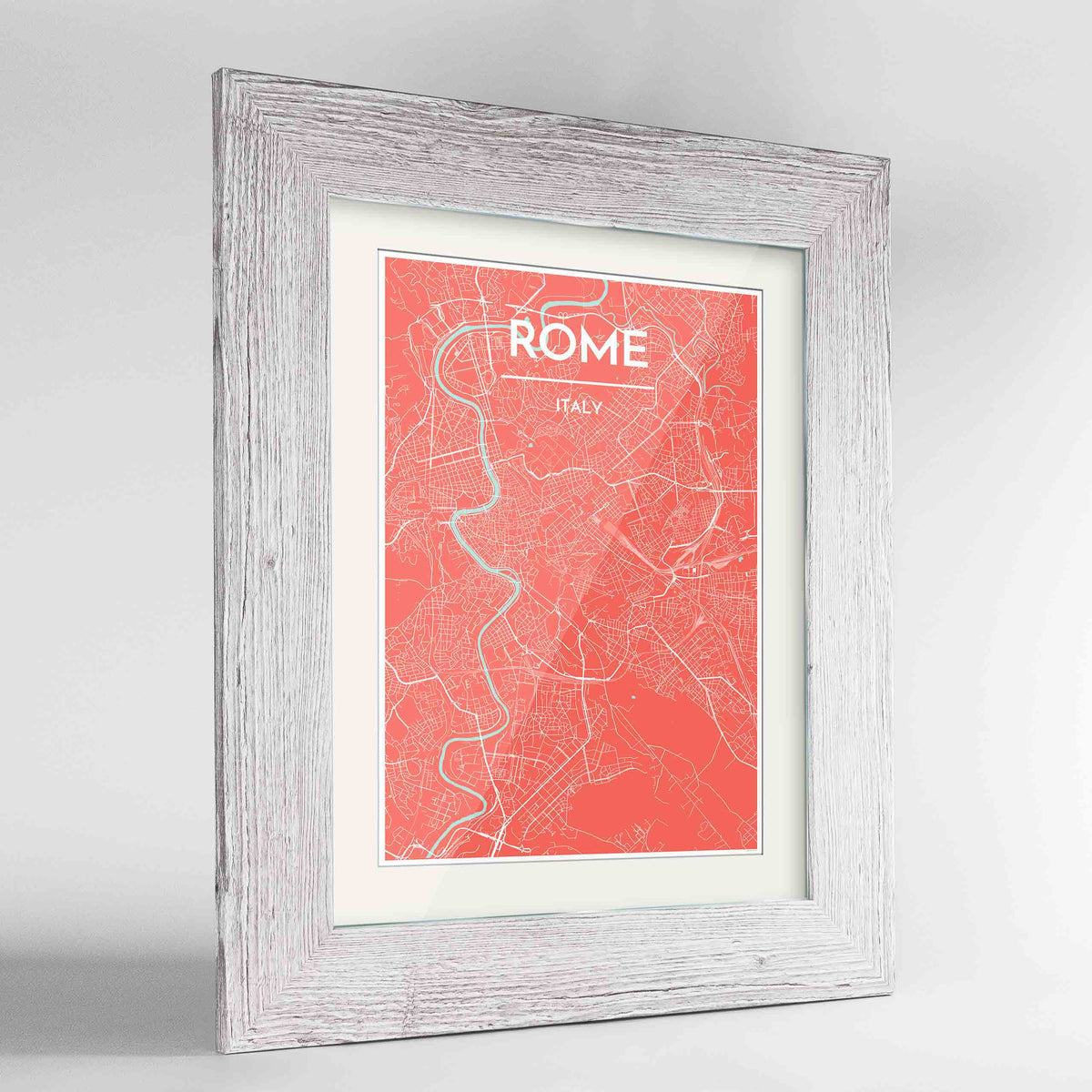 Framed Rome City Map 24x36&quot; Western White frame Point Two Design Group