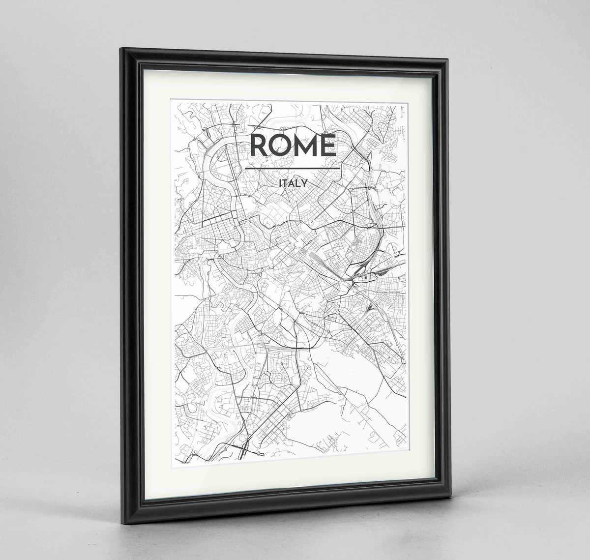 Framed Rome City Map 24x36&quot; Traditional Black frame Point Two Design Group
