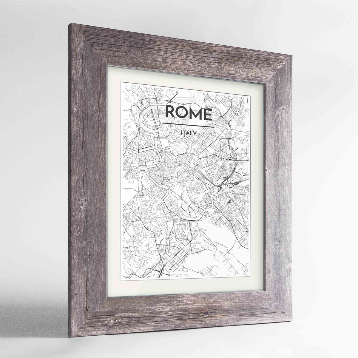 Framed Rome City Map 24x36&quot; Western Grey frame Point Two Design Group