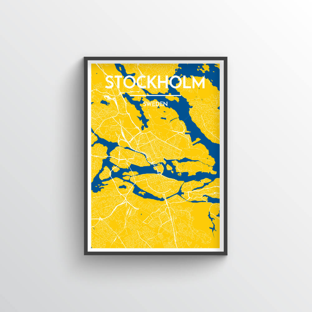 Stockholm City Map Art Print - Point Two Design - Black &amp; White Print