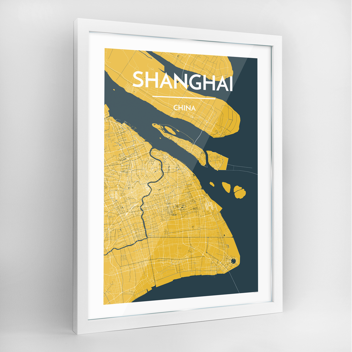 Shanghai Map Art Print - Framed