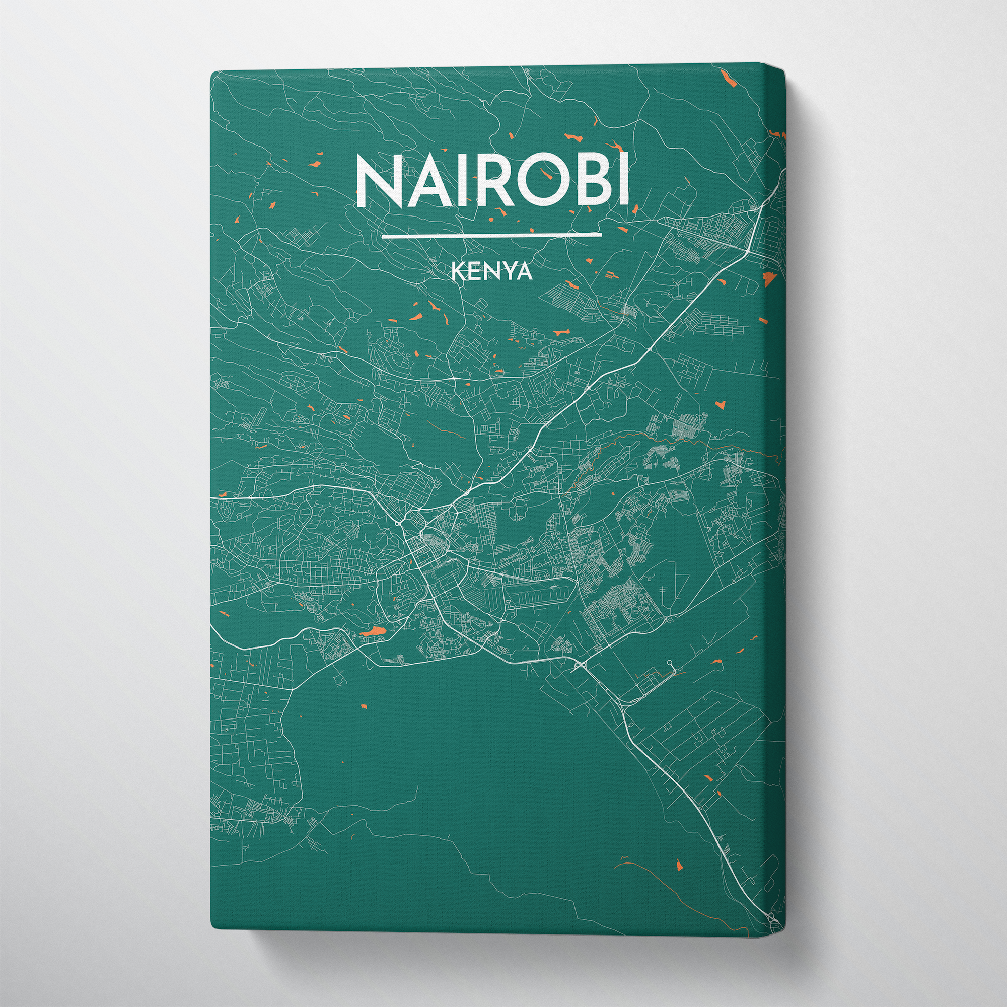 Nairobi Map Art Print Map Canvas Wrap - Point Two Design