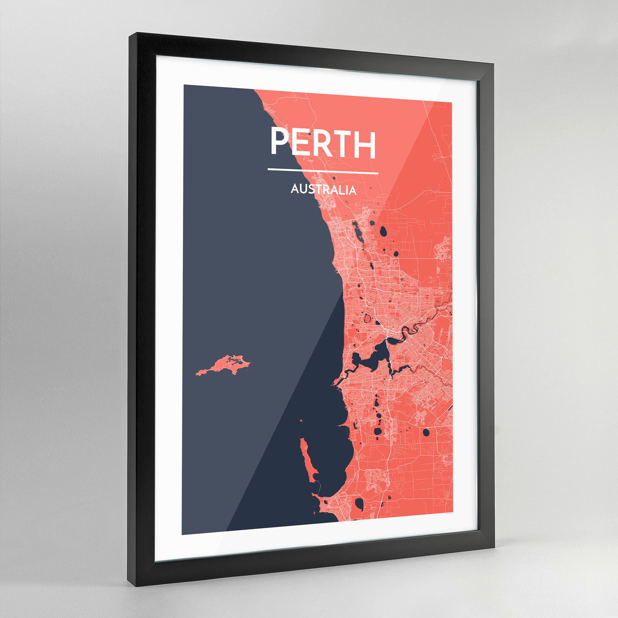Framed Perth City Map Art Print - Point Two Design