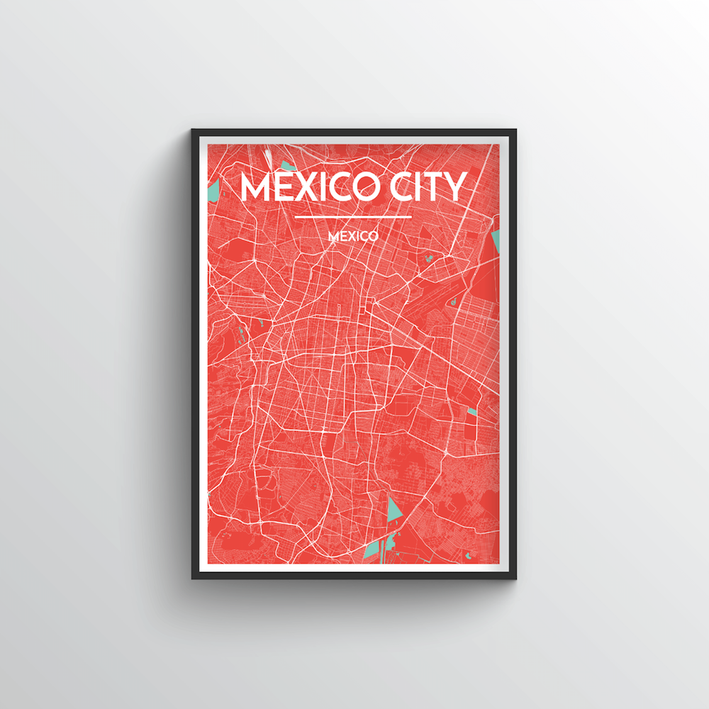 Mexico City Map Art Print - Point Two Design - Black &amp; White Print