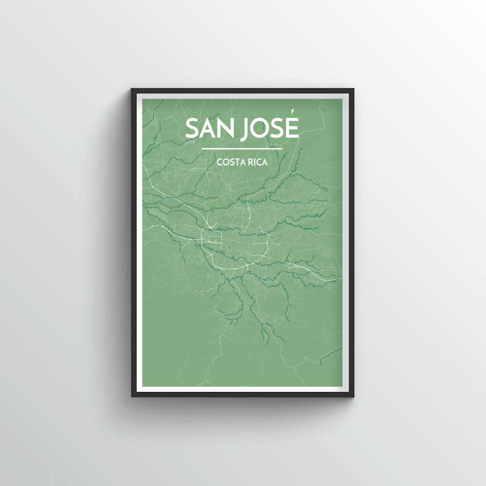 San Jose City Map Art Print - Point Two Design - Black &amp; White Print