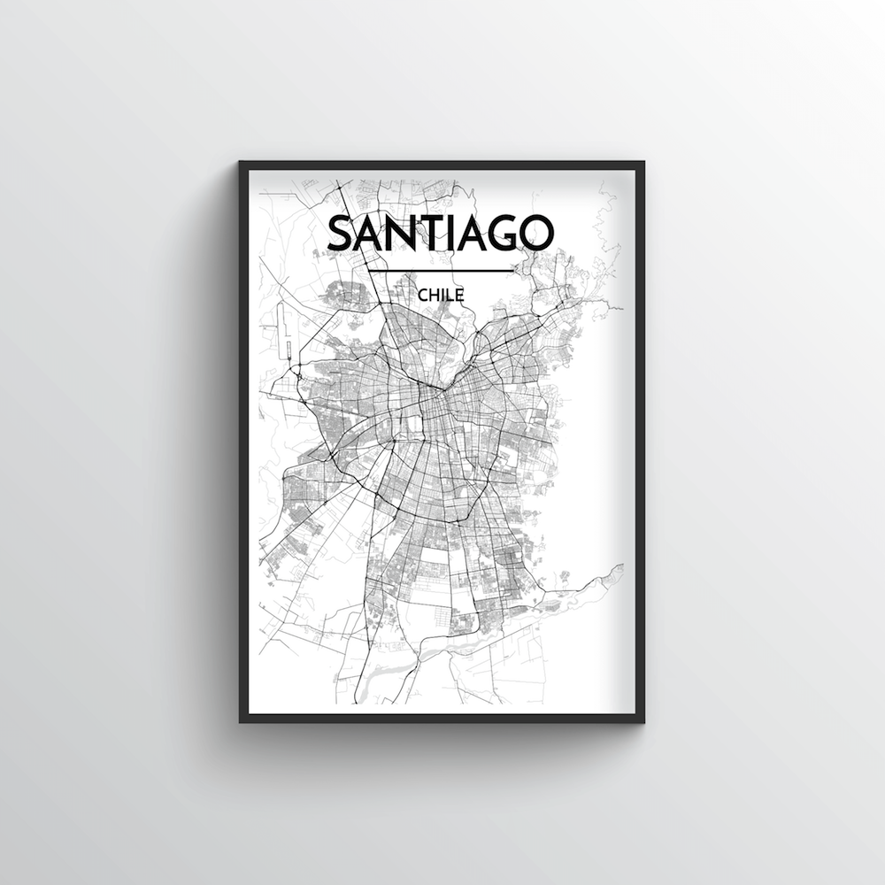 Santiago City Map Art Print - Point Two Design