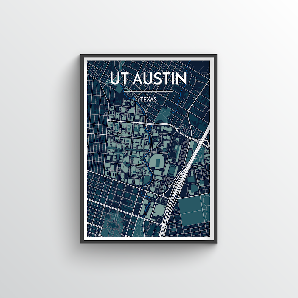 University of Texas Austin Map Art Print