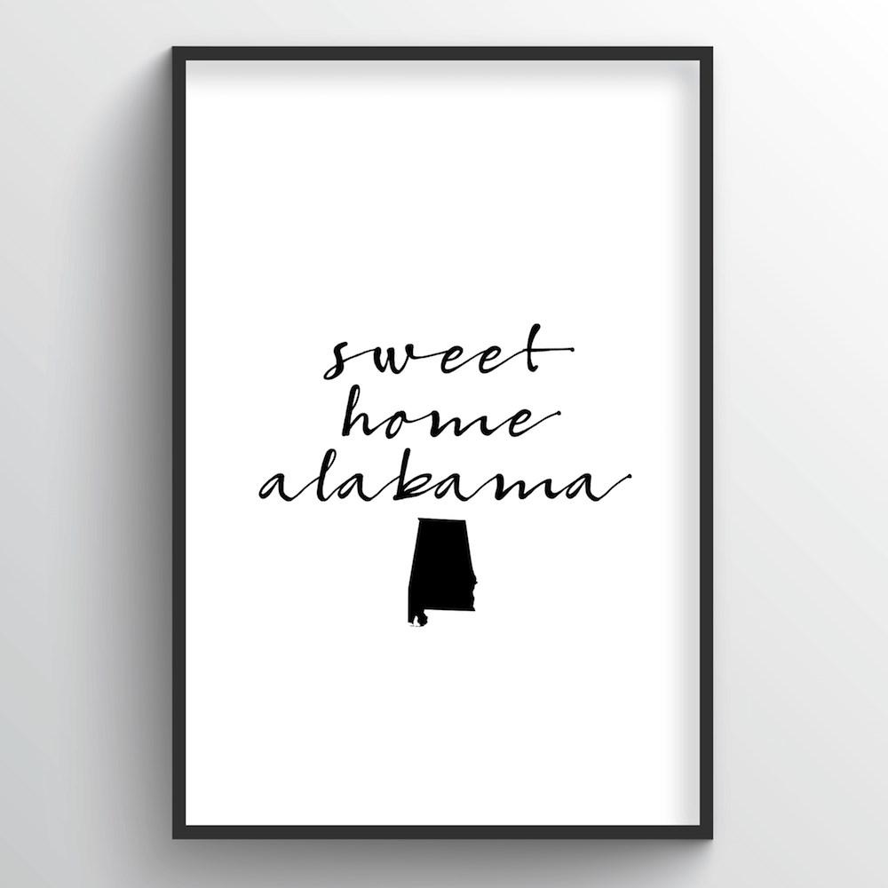 Alabama Word Art Print - &quot;Slogan&quot; - Point Two Design