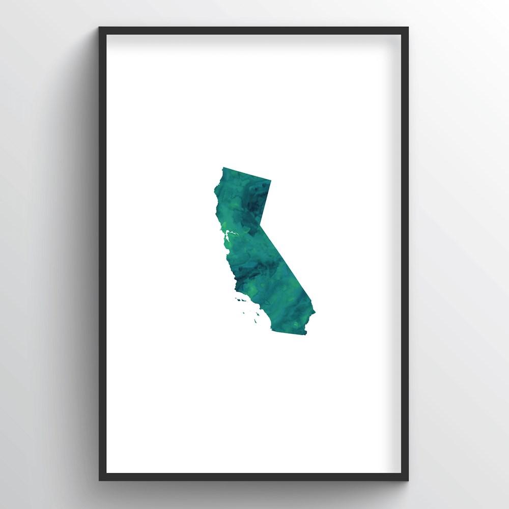 California Word Art Print - "Watercolor" - Point Two Design