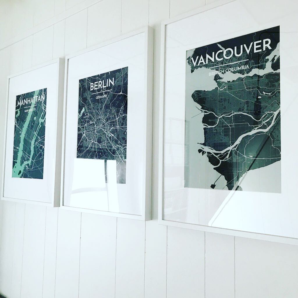 City Map Prints of Vancouver and Berlin