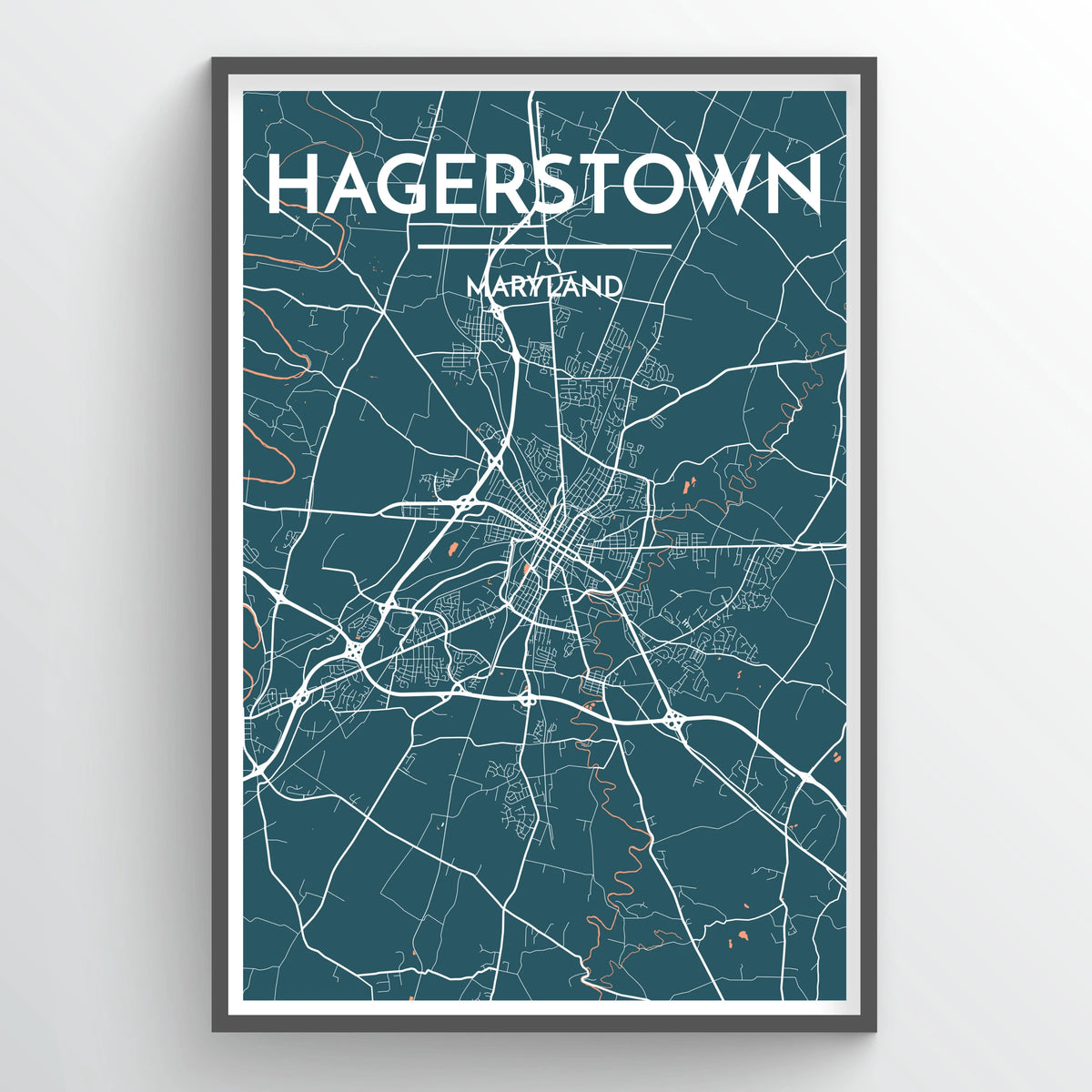 Hagerstown City Map Print