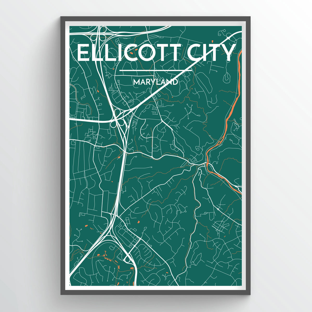 Ellicott City City Map Print