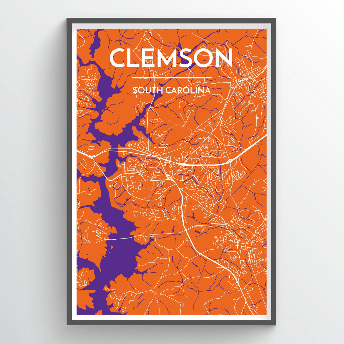 Clemson City Map Print