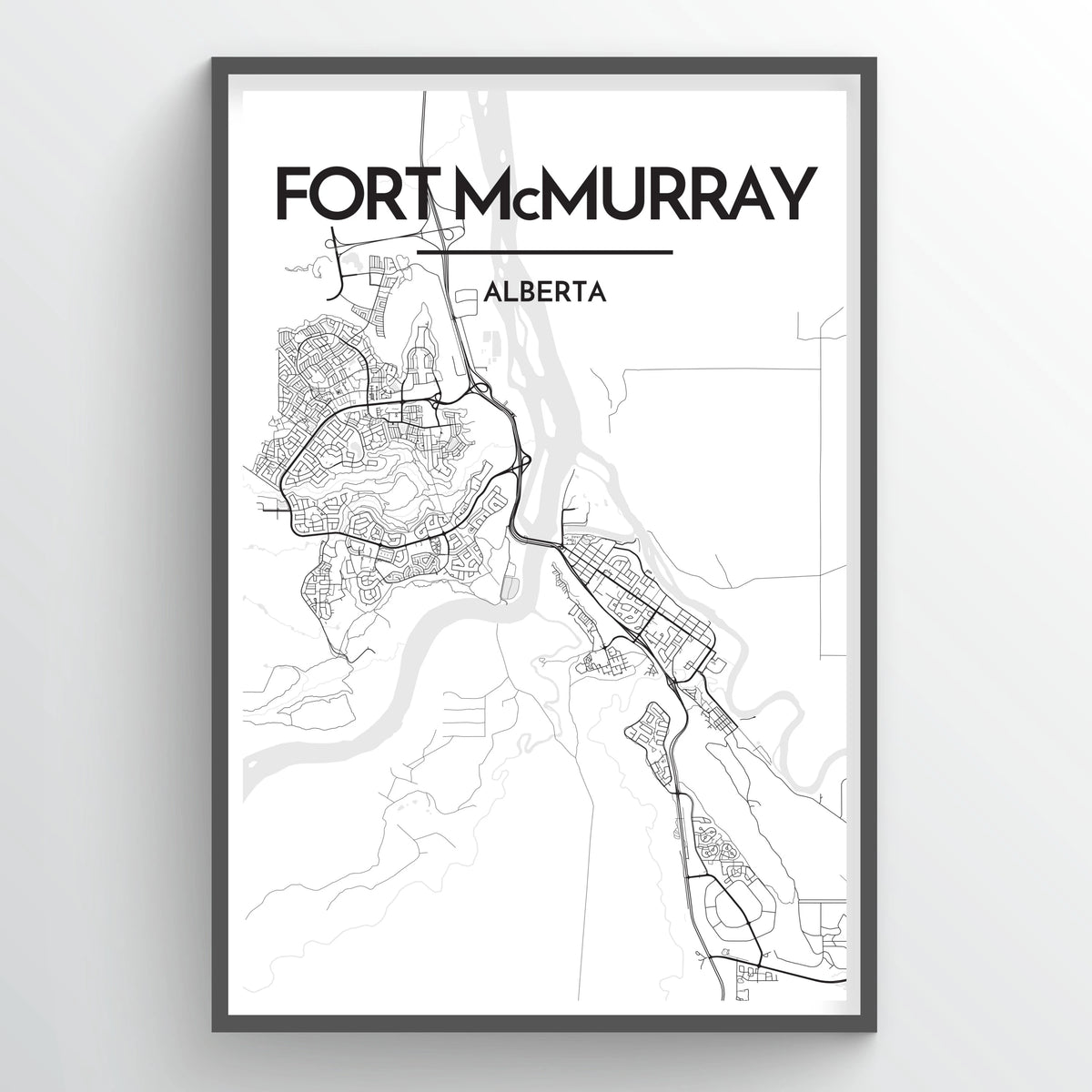 Fort McMurray City Map Print