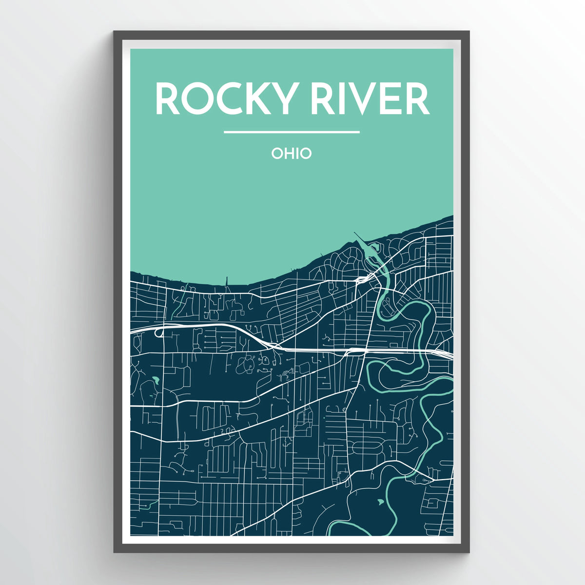 Rocky River City Map Print