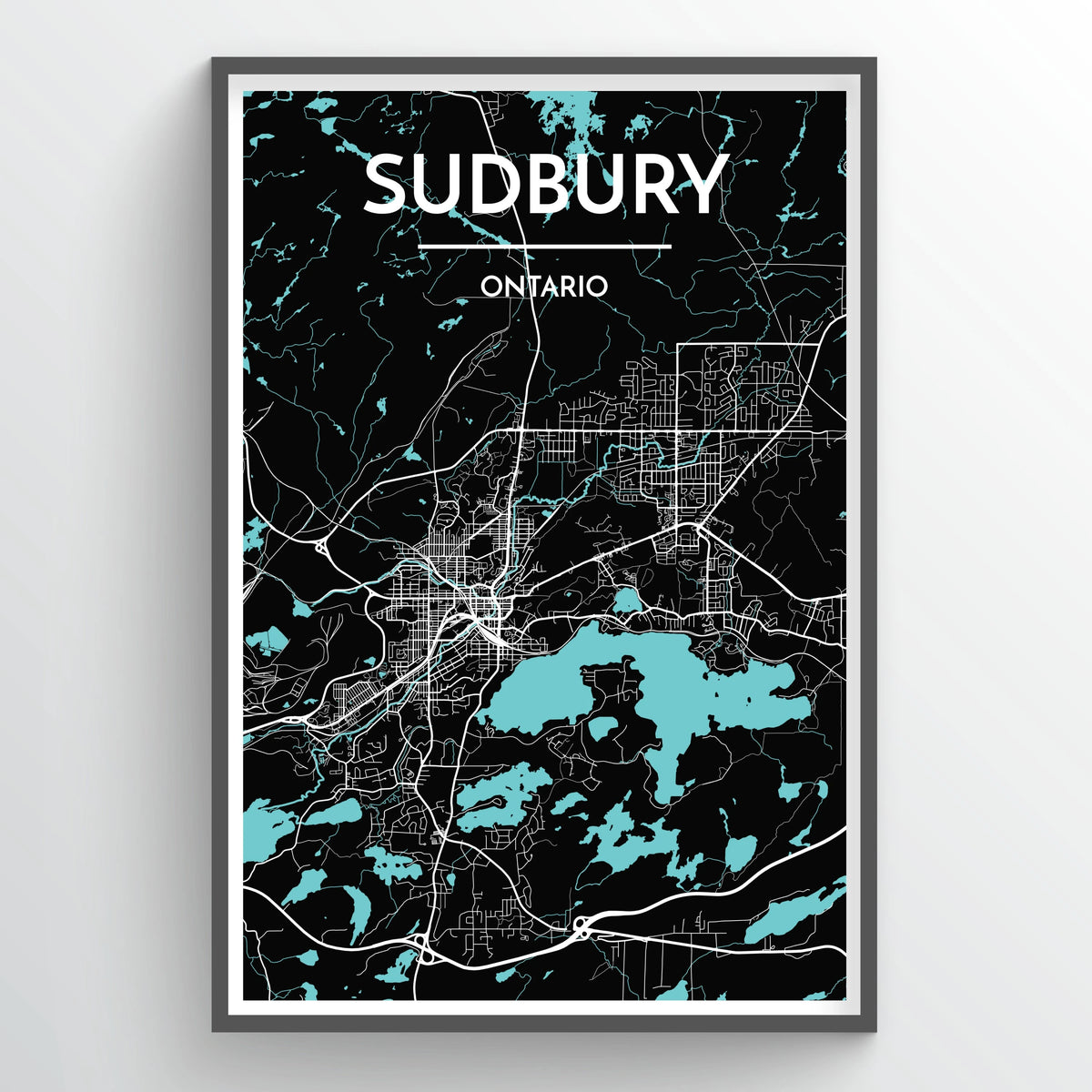 Sudbury City Map Print