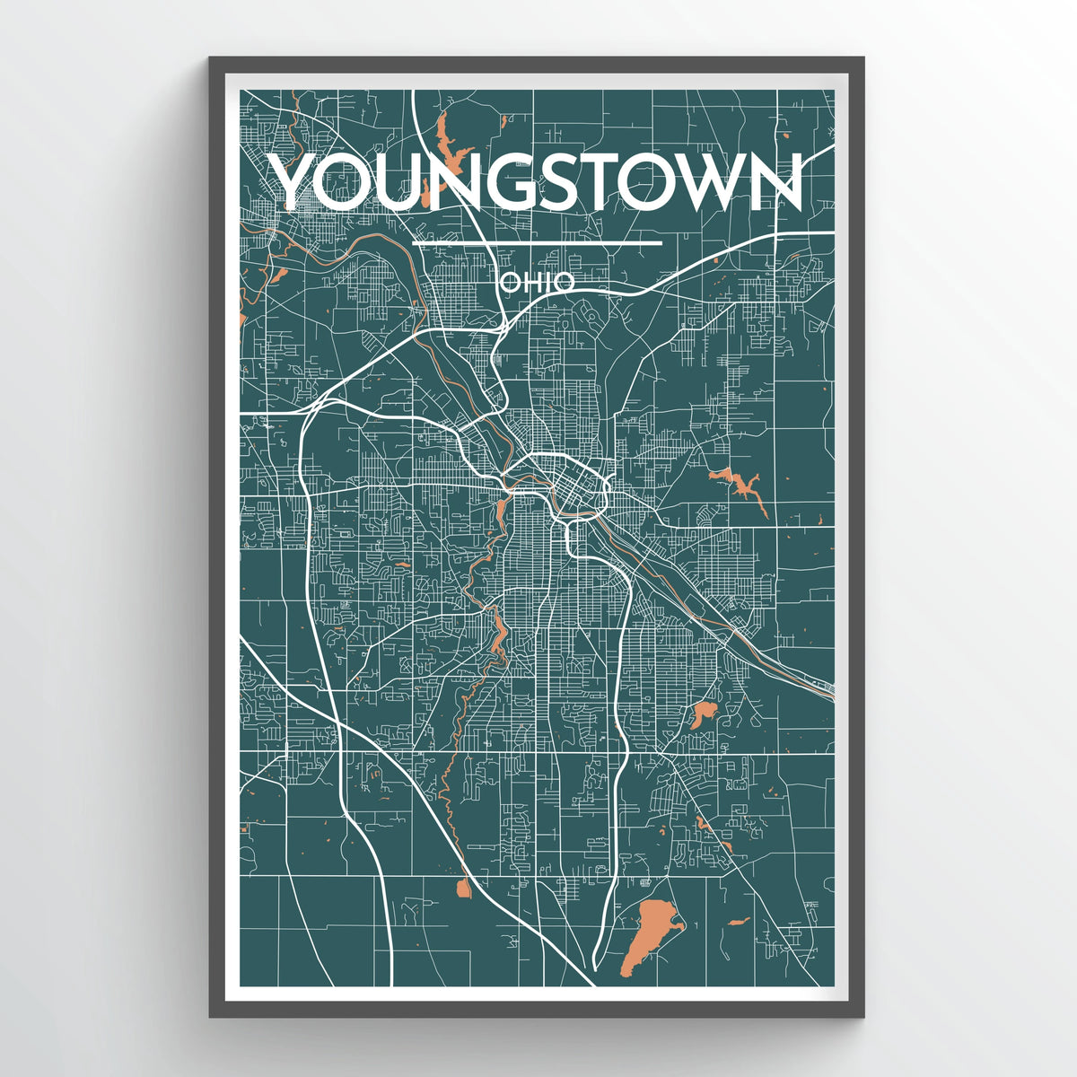 Youngstown City Map Print