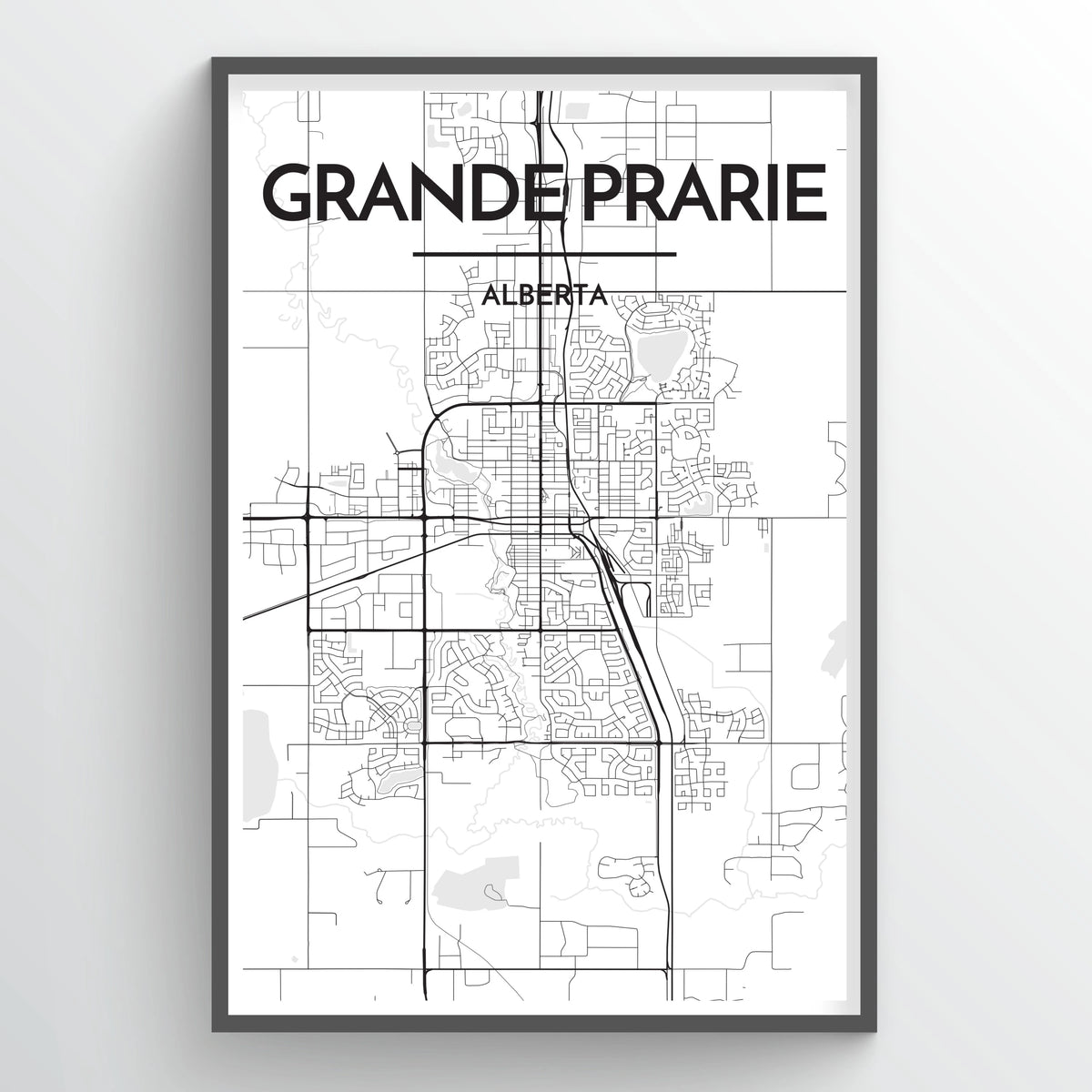 Grande Prarie City Map Print