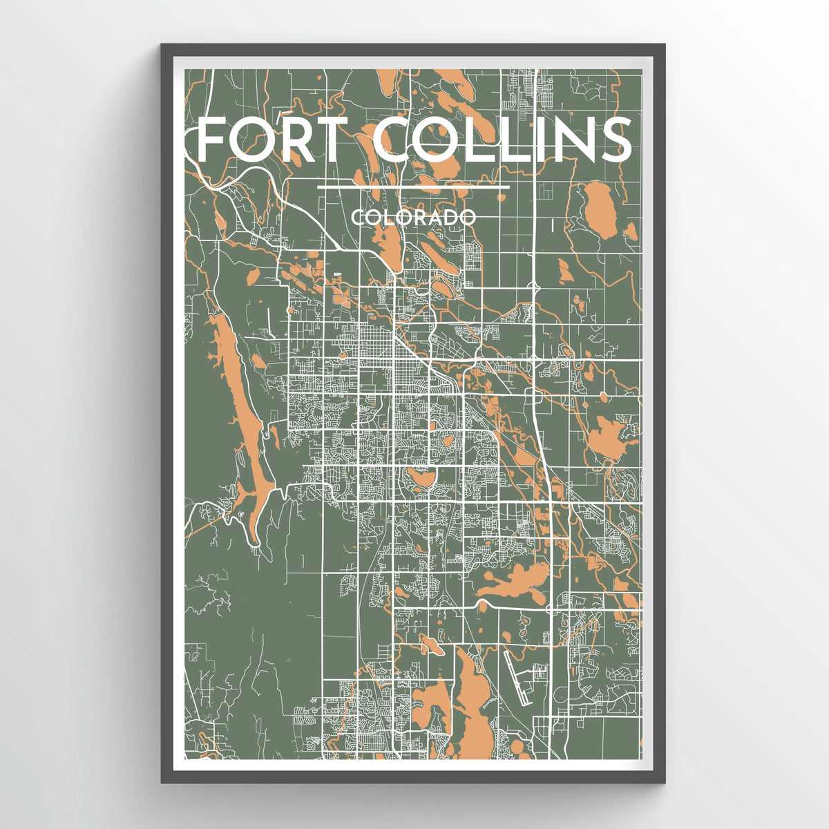 Fort Collins City Map Print