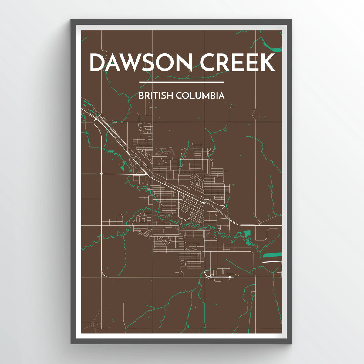 Dawson Creek City Map Print