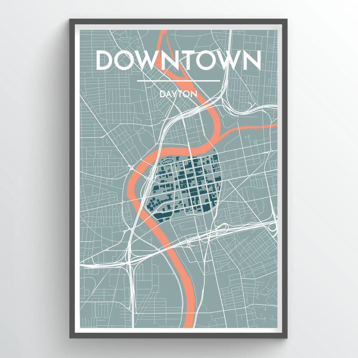 Downtown Dayton City Map Print