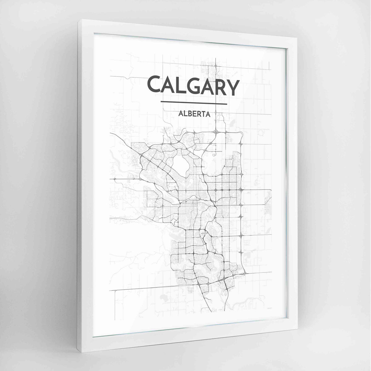 Calgary Map Art Print - Framed