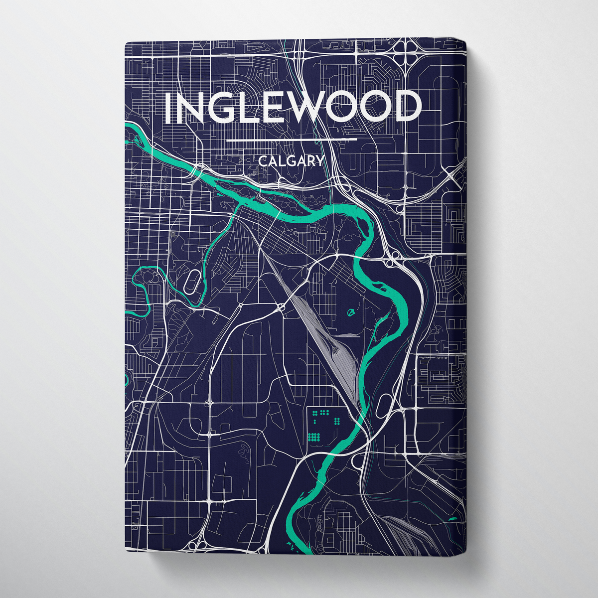Calgary - Inglewood Neighborhood Map Art - Canvas Wrap - Point Two Design