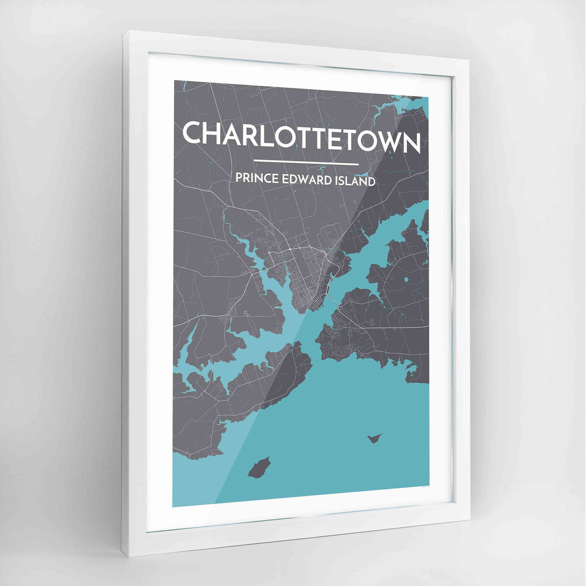Charlottetown Map Art Print - Framed