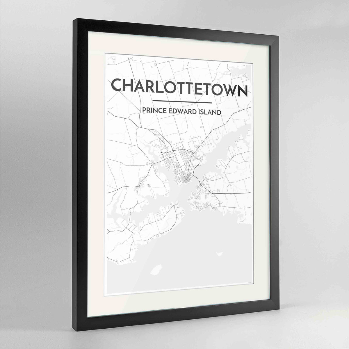 Framed Charlottetown City Map 24x36&quot; Contemporary Black frame Point Two Design Group