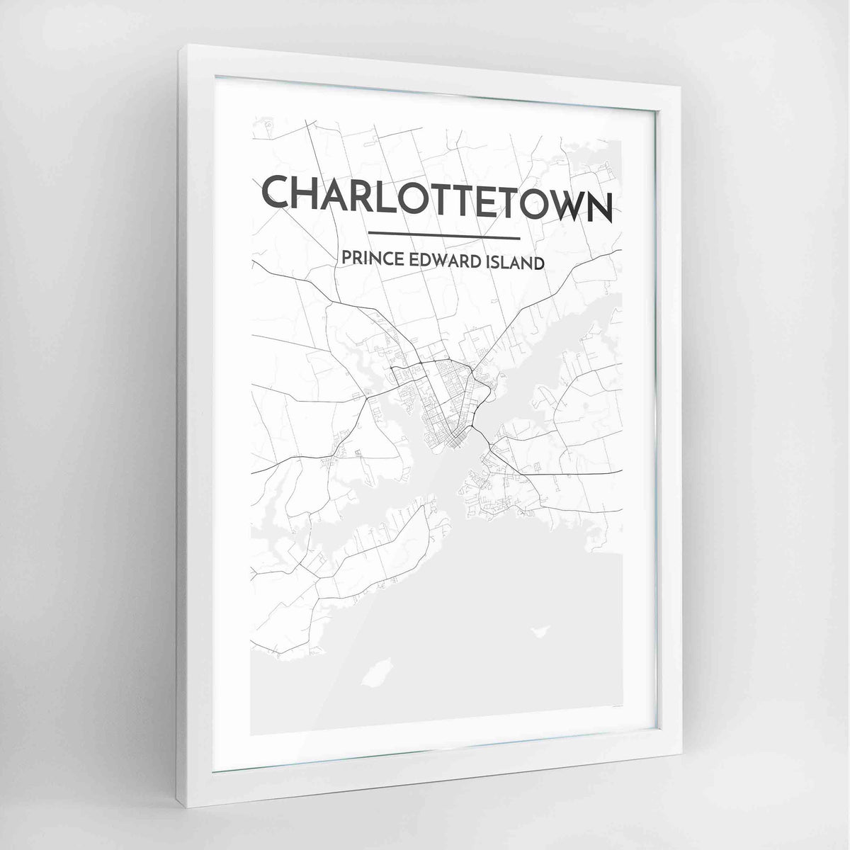 Charlottetown Map Art Print - Framed