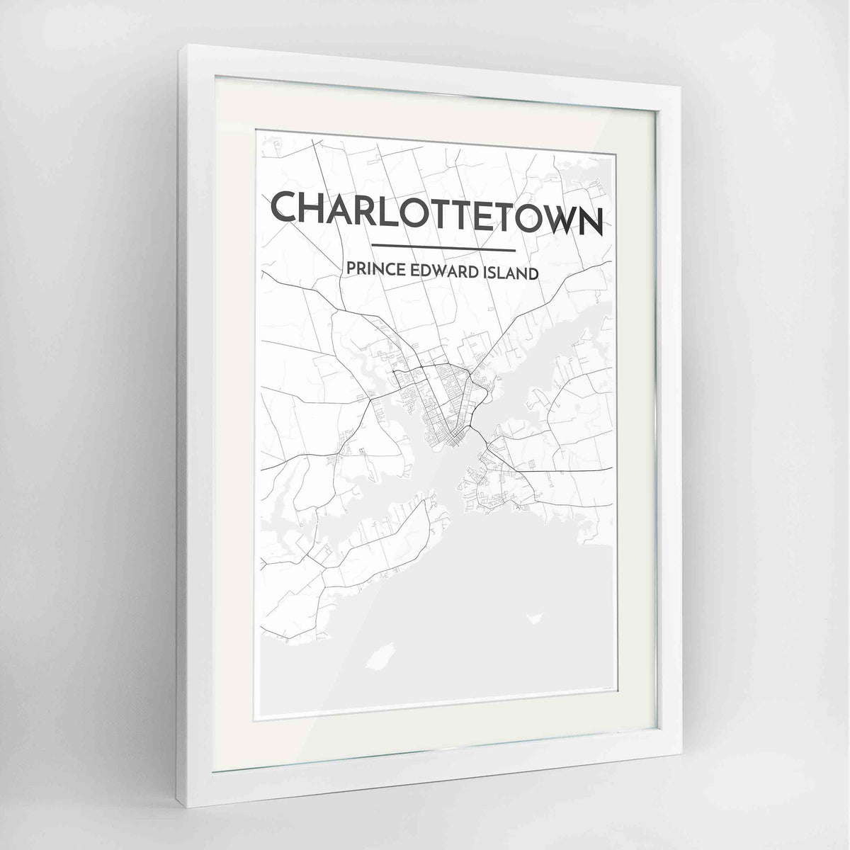 Framed Charlottetown City Map 24x36&quot; Contemporary White frame Point Two Design Group