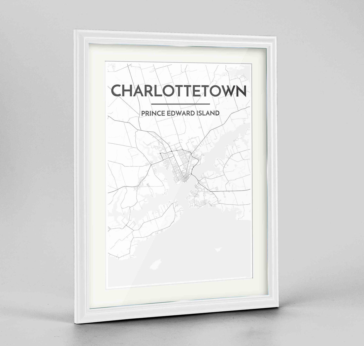 Framed Charlottetown City Map 24x36&quot; Traditional White frame Point Two Design Group