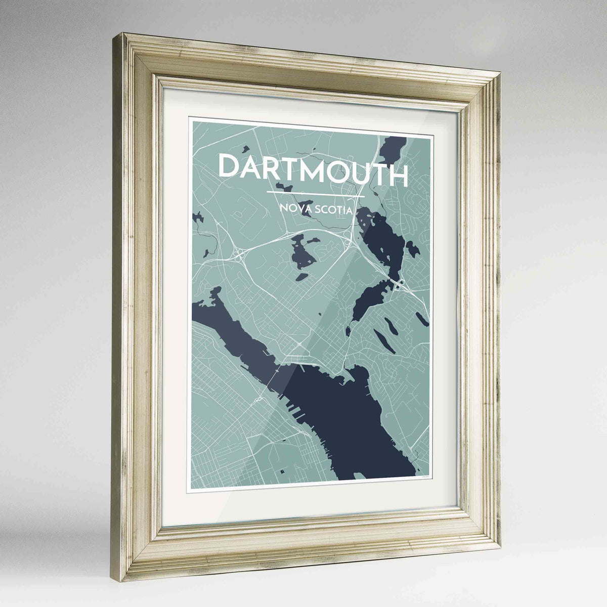 Framed Dartmouth Map Art Print 24x36&quot; Champagne frame Point Two Design Group