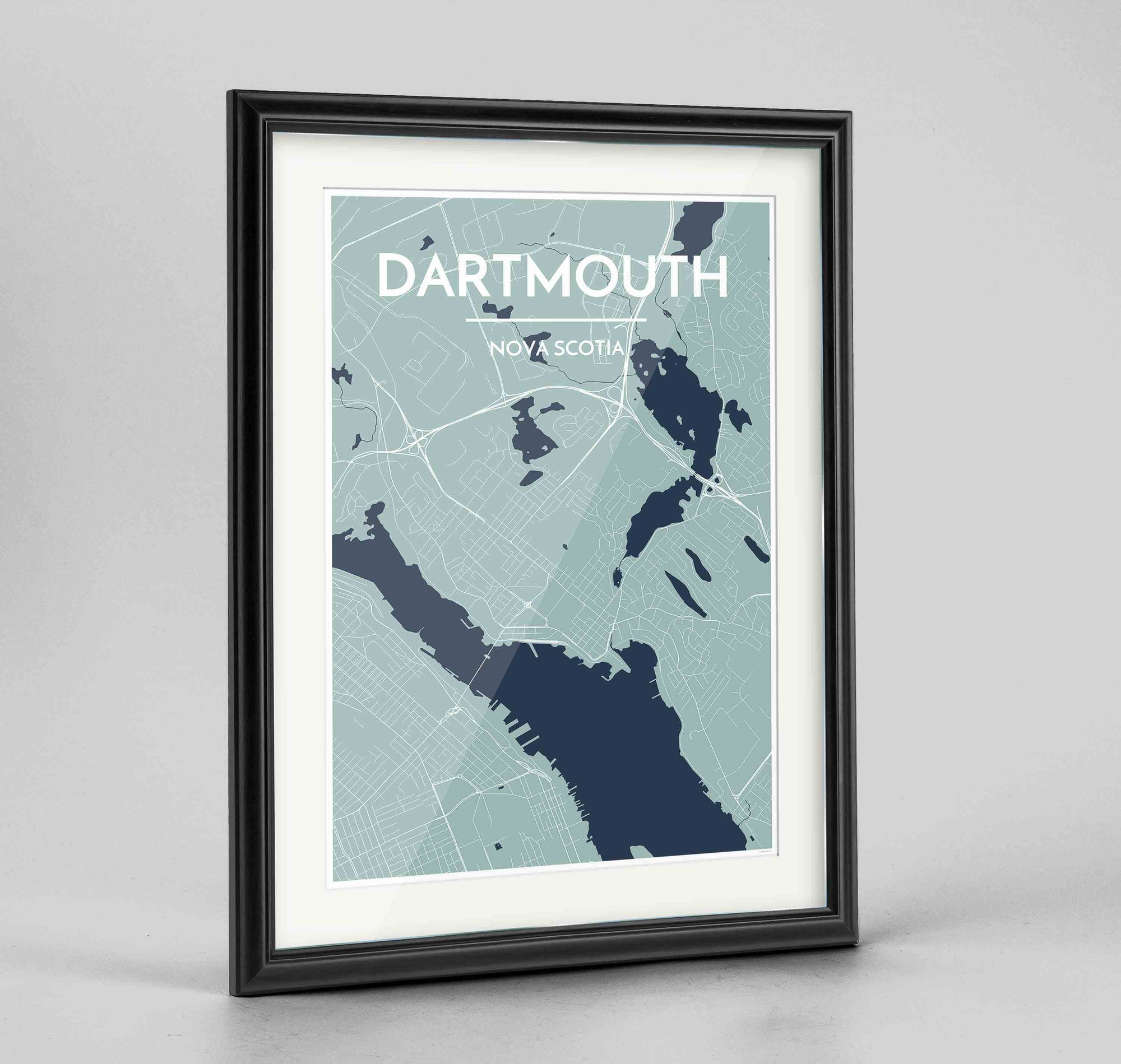 Framed Dartmouth Map Art Print 24x36" Traditional Black frame Point Two Design Group